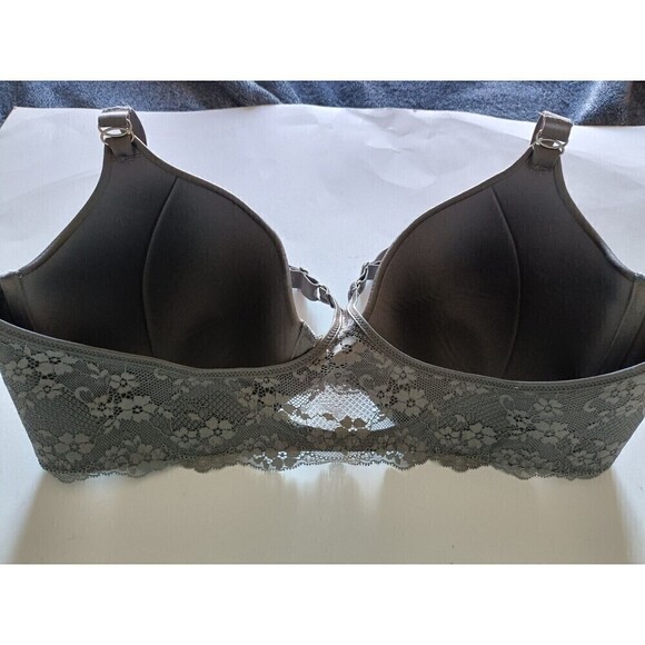 Maidenform Front Close Bra Size 40D Gray Lace Racerback Underwire - Picture 8 of 9